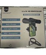 GLLYSION 12 X 50 HD BINOCULARS with Phone Adapter Waterproof High Power B2 - £58.78 GBP