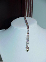 Sterling 18k Gold Vermeil Tennis Bow Link 9 Oval Amethyst Bracelet Multi Tone 7&quot; - £78.94 GBP