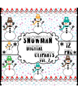 Snowman Vol. 2-Digital Clipart,Christmas,Craft,Snow,Scarf,Hat,Gift Card,... - $37.30 MXN