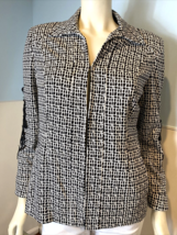 Chico&#39;s Black and White Checkered Blazer Jacket, Chico&#39;s Size 0 Fits Women&#39;s S/4 - £13.46 GBP