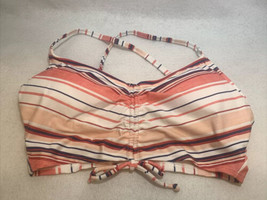 Beach Betty Women&#39;s Slimming Control Shirred Bikini Crop Top Coral Stripe Size M - £4.01 GBP