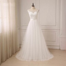 Beautiful Dress Lace Wedding Dress O-Neck Tulle Applique Boho Beach Brid... - $345.99