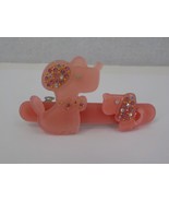 KLY BARRETTE SMALL PALE PINK HAIR CLIP SEQUINED LITTLE DOG MOUSE BOWTIE ... - $9.99