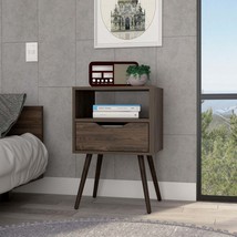Dark Walnut Nightstand w/ Drawer &amp; Shelf - 25&quot;H - $156.10 CAD