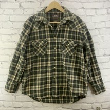 Moose Creek Flannel Shirt Shacket Mens Sz L Green Beige Plaid - £19.78 GBP