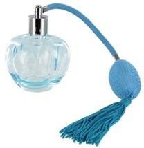 New Glass Perfume Bottle Light Blue Atomizer Mist Spray Bulb Elegant Refillable - £52.48 GBP