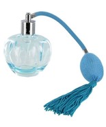 new GLASS PERFUME BOTTLE Light Blue Atomizer Mist Spray Bulb Elegant Ref... - $94.29 CAD