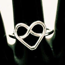 Happy Heart Silver Symbol Ring Size 8 - £14.24 GBP