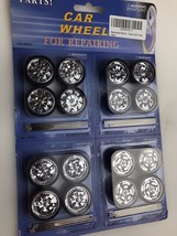 Chrome Replacement Wheels & Tires Set Rims For 1/24 Scale Cars And Trucks 2005A - £23.58 GBP