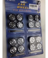 Chrome Replacement Wheels &amp; Tires Set Rims For 1/24 Scale Cars And Truck... - £22.69 GBP