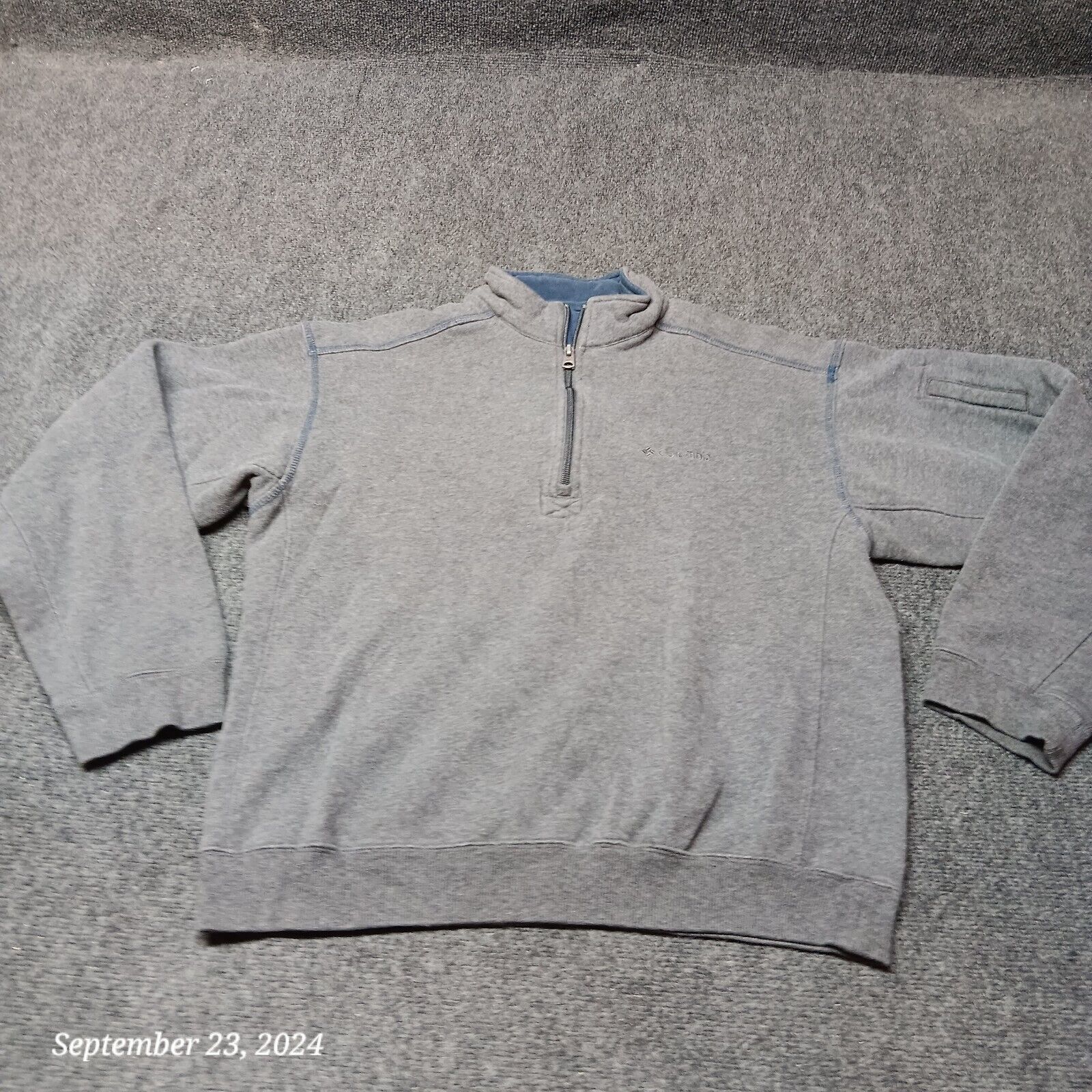 Columbia Sweater Men Medium Gray 1/4 Zip Fleeze Jacket - $17.05