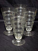 ANCHOR HOCKING 6.5&quot; Fountain Style BANDED RINGS Iced Tea Glass - RARE Se... - $849.01 MXN