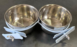 2 Of 4&quot; Versatile Stainless Steel Coop Water Food Feeder Cup For Pet Ani... - £20.36 GBP