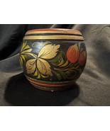 Vintage Russian Khokhloma Wooden Bowl - Floral &amp; Berry Design - Signed L... - $15.97 CAD