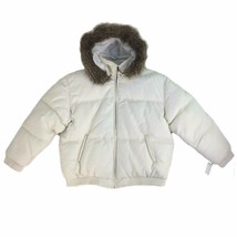  Women Bomber Leather Jacket, Tanners Avenue, With Hoodies &amp; Fur, White - £119.10 GBP