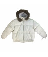  Women Bomber Leather Jacket, Tanners Avenue, With Hoodies &amp; Fur, White - £116.92 GBP