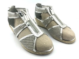 MICHAEL KORS Women&#39;s Sandals Cate Jill Silver Chrome Damita Wedge Sz 4.5-5 $120 - £35.67 GBP