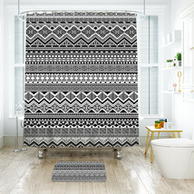 Aztec Pattern 01 Shower Curtain Bath Mat Bathroom Waterproof Decorative - £18.04 GBP+