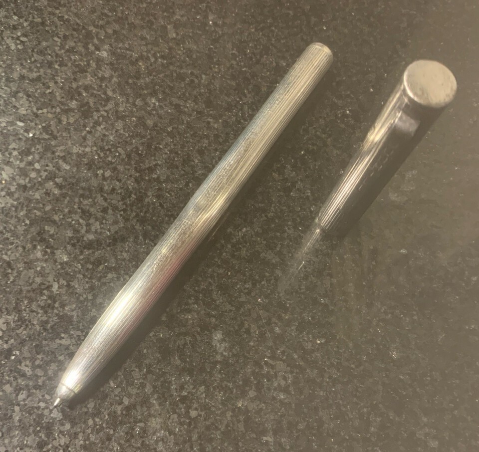 Vintage Alfred Dunhill Sterling Silver Pinstripe Ballpoint Pen Blue Ink *READ* Item image 4