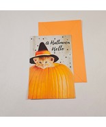 Hallmark Expression Halloween Hello Greeting Card Cat Pumpkin Orange Black - $3.46
