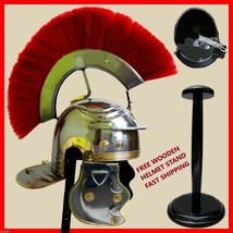 Medieval Roman Centurion Helmet Greek Deluxe Helmet with Leather Liner w/ Stand - £66.55 GBP