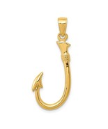 14K Yellow Gold Fishing Hook Pendant - €253,98 EUR