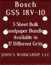 Bosch GSS 18V-10 - 1/4 Sheet - 17 Grits - No-Slip - 5 Sandpaper Bulk Bundles - $4.99