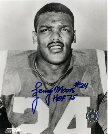Primary image for Lenny Moore signed Baltimore Colts B&W 8x10 Photo #24 HOF 75 (close up)