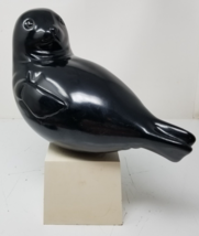 Alva Studios Museum Replica Baby Seal Black on White Base by Joan Hagen Vtg - £37.57 GBP