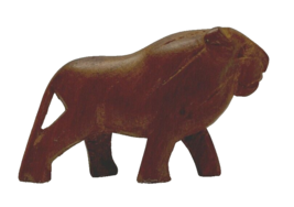 Primitive Miniature Hand Carved Wooden Lion Figurine - $8.54