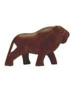 Primitive Miniature Hand Carved Wooden Lion Figurine - $11.70 CAD