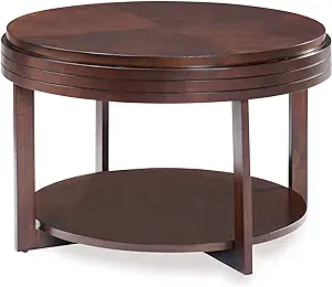 10108-Ch Round Condo Apartment Coffee Table With Shelf, Chocolate Cherry - £250.71 GBP