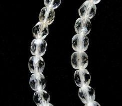 Clear Glass Beaded Necklace Vintage Round Faceted Teeny Tiny Small Beaded 30&quot; - £16.34 GBP
