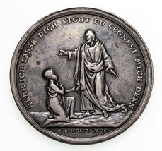 1800&#39;s German Religious Baptismal Medal in Silver By Loos, 36 mm, 13.5gr - €121,03 EUR