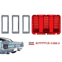 68 Ford Mustang Red LED Sequential Tail Brake Light Lamp Lens &amp; Bezels Kit 1968 - £86.52 GBP