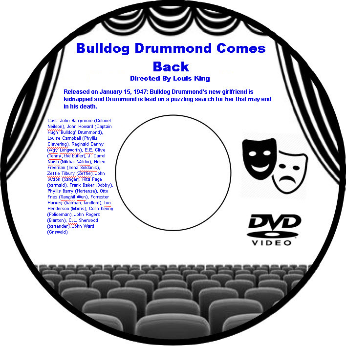 Bulldog Drummond Comes Back 1937 DVD Movie Action John Barrymore John Howard Lou