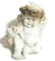 Dreamsicles Cherub Angel 4&quot; Vintage 1990&#39;s Sitting with Easter Bunny Rabbit  - £19.29 GBP