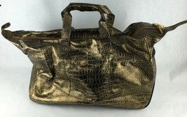 The Find - Gold Faux Leather Crocodile Embossed Travel Bag Wheels Handbag - £39.73 GBP