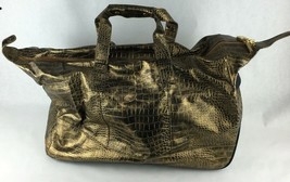 The Find - Gold Faux Leather Crocodile Embossed Travel Bag Wheels Handbag - $49.99