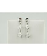 3-Stone Diamant Lünette Set 1.80 Karat 14k Weiss Gold Ohrhänger Ohrringe - €7.078,69 EUR