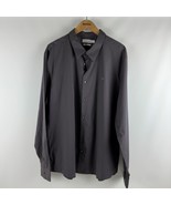 Calvin Klein Men&#39;s Slim-Fit Refined Button-Down Shirt Gray Shadow-2XL - €27,38 EUR