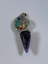 (#214) - AMETHYST POINT AND CHAKRA TREE OF LIFE PENDANT - NEW - $281.36 MXN