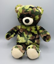 Build A Bear Green Camo Teddy Bear Plush Army Camouflage Stuffed 16&quot; Tall - £14.27 GBP