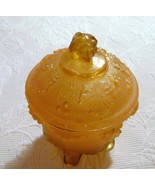 Vintage Jeannette Frosted Amber Glass Lidded Candy Dish - £6.39 GBP