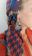Handpainted wooden inspired earrings with boho chain Art Neck Scarf. Set gift - £45.10 GBP