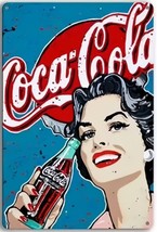 Coca-Cola Vintage Novelty Metal Sign 12&quot; x 8&quot; Wall Art - £5.83 GBP