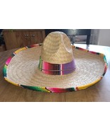 LARGE STRAW MEXICAN SOMBRERO HAT 20 Inch, Opening Is 7½ X 6¾ Inches. - $580.77 MXN