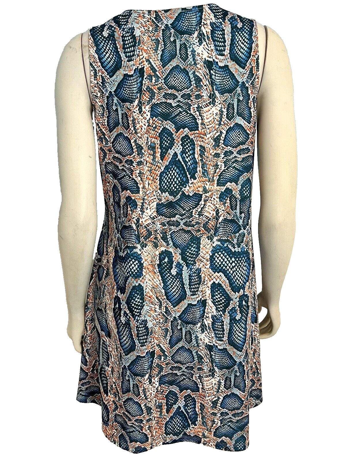 Hippie Guilt Women's Sleeveless Knit Dress Snakeskin Print Turquoise S Item image 4