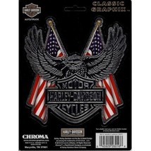 Harley Davidson Logo With American Flag 6&quot; Decal made in usa - £21.17 GBP