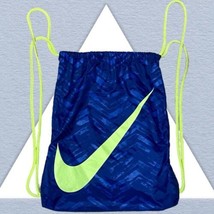 NIKE - Drawstring Bag/Gym Sack Blue Waves Neon Green Swoosh Huge! Nylon - £11.67 GBP